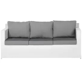Beliani Lounge 6er Set Weiß Rattanoptik Grauen Bezüge Mit Sitzkissen Dekorativ Elegant Modern