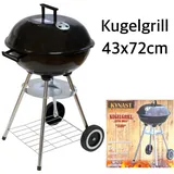 Kugelgrill XL Holzkohlegrill ∅43x72cm Standgrill Grillwagen Rundgrill Grill BBQ