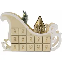 Nipach Weihnachts-Kalender aus Holz - 10 LED warm weiß - Batterie