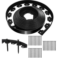 Schwarze, Flexible Rasenkante 10 M X 5 Cm Mit 30 Befestigungsnägeln, Kunststoff-gartenkante Für Den Außenbereich, Rasenkantenrolle