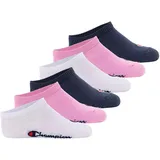 Champion Socken, 6er Pack - Sneaker Socken, Logo, einfarbig Pink/Weiß/Blau 31-34