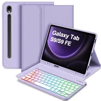 Bettdow für Samsung Galaxy Tab S9 FE 2023 Tastatur Hülle, QWERTZ Layout Abnehmbarer Beleuchtete Tastatur mit Hülle für Galaxy Tab S9 11"/ Tab S9 FE 10.9" 2023 SM-X510/X516B/X710/X716B/X718U, Lila