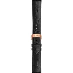 Mido - Leder Baroncelli Ii Quartz Lederband Schwarz 18/16mm M600018363 - alligator-prägung,rind,schwarz