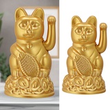 Cepewa Winkekatze Glückskatze | Polystyrol Gold 12cm asiatisch batteriebetrieben | Glücksbringer Dekokatze (1 x Winkekatze 12cm Gold)