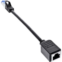 InLine InLine® Patchkabel Verlängerung, RJ45 Protektor, S/FTP (PiMf), Cat.6A, halogenfrei, Kupfer, schwarz, 0,2m