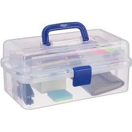 Relaxdays Aufbewahrungsbox 14 x 33 x 19,5 cm 1-tlg. transparent-blau
