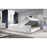luxusbetten24 Boxspringbett Velutto mit Stauraum H3 (70-100kg) - Weiß