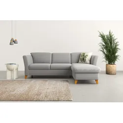 Ecksofa HOME AFFAIRE "Trelleborg L-Form", grau, B:249cm H:86cm T:162cm, 100% Polyester, Sofas, Federkern-Polsterung, wahlweise mit Bettfunktion und Bettkasten