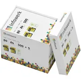 infowerk Druckerpapier Kopierpapier 2500 Blatt (5x500 ) DIN A4 80 g Premium Hochweiß CIE 160 Testsieger PEFC Umweltzertifikat