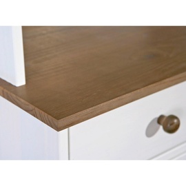 Interlink Inter Link Buffetschrank Westerland - Kiefer massiv, 2 Schubladen, - Weiss, Sepia lackiert