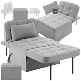 Tectake tectake® Schlafhocker, 4 in 1 als Hocker, Sessel, Lounger oder Bett, stabiles Stahlgestell, Belastbarkeit 150 kg