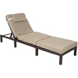 Mendler Poly-Rattan Sonnenliege HWC-A51, Relaxliege Gartenliege Liege - Premium braun, Kissen creme