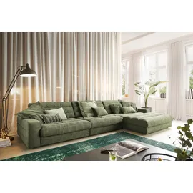 KAWOLA Ecksofa XL Lana Cord Recamiere rechts olivgrün