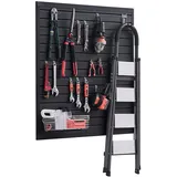 Vevor Werkzeugwand 1230x1235x20 mm, PVC-Garagen-Lamellenwand, 136 kg pro Platte, schwarzer Wandorganizer, Lamellenwandpaneel mit Kupplungsstruktur & DIY-Zuschnitt, geeignet für Lagerung & Präsentation