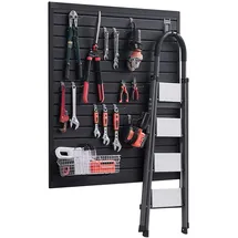 Vevor Werkzeugwand 1230x1235x20 mm, PVC-Garagen-Lamellenwand, 136 kg pro Platte, schwarzer Wandorganizer, Lamellenwandpaneel mit Kupplungsstruktur & DIY-Zuschnitt, geeignet für Lagerung & Präsentation