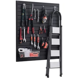Vevor Werkzeugwand 1230x1235x20 mm, PVC-Garagen-Lamellenwand, 136 kg pro Platte, schwarzer Wandorganizer, Lamellenwandpaneel mit Kupplungsstruktur & DIY-Zuschnitt, geeignet für Lagerung & Präsentation