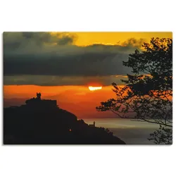 Leinwandbild ARTLAND "Sonnenuntergang San Sebastian Donostia", orange (farbe bild(er): orange), B:90cm H:60cm T:1,8cm, Canvas, Leinwand, Bilder, Bild Poster, auf Keilrahmen gespannt
