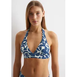 Triangel-Bikini-Top MARC O'POLO "Summer Blacks", Damen, Gr. XL, N-Gr, murphy marine print, Polyamid, Elasthan, gemustert, casual, Bikini-Oberteile, mit auffälligem Grafikdesign