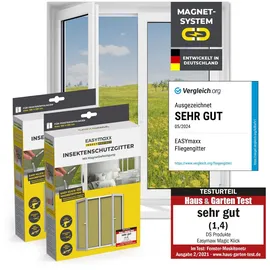EasyMaxx Fliegengitter  mit Magic Click 130 x 150 cm schwarz 2 St.