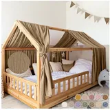 lilimaus Hausbett Himmel mit Gold Applikation [in 12 Farben] Betthimmel Hausbett aus 100% Baumwolle Musselin - Stoffhimmel für Hausbett Deko Mädchen & Jungen - Himmel für Hausbett Kinderbett Vorhang