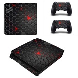 DOTBUY PS4 Slim Skin Aufkleber Sticker Design Folie schützende Haut Schale für Sony Playstation 4 Slim Konsole und 2 Dualshock Controller (Dark Honeycomb)