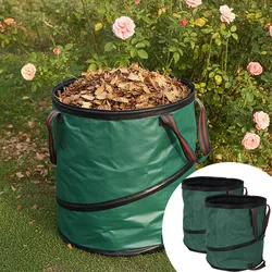 2er-Set 165L Pop-up Gartenabfallsack - grün, faltbar & mit stabilen Tragegriffen - Abfallsack für Laub, Rasenschnitt & Gartenhelfer - platzsparend