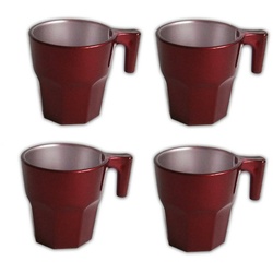 Tasse 4x KAFFEETASSE mit Henkel Casablanca Metallic 50 (Dunkelrot-Metallic), Glas Kaffeebecher Tee Tasse Becher rot