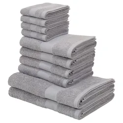 my home Handtuch Set – Melli-Handtuch-Set, 10-tlg Walkfrottee, 100% Baumwolle, Bordüre