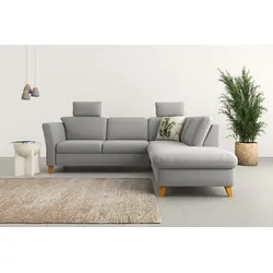 Ecksofa HOME AFFAIRE "Trelleborg L-Form", grau, B:252cm H:86cm T:213cm, 100% Polyester, Sofas, Federkern-Polsterung, wahlweise mit Bettfunktion und Stauraum