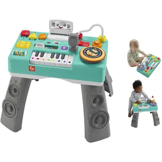 FISHER-PRICE Lernspaß DJ Spieltisch - musikalisches Lernspielzeug mit 3 Klavierspielmodi, Lichtern, 12 motorischen Aktivitäten und 100+ Lieder und Töne, spricht deutsch, ab 6 Monaten/ 1 Jahr, HXG09
