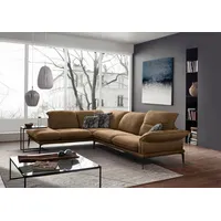 W.SCHILLIG Ecksofa sherry, Designsofa mit tollem Sitzkomfort, elegant und zeitlos, L-Form, mit Kopfstützenverstellung, Winkelfüße in Schwarz, Breite 302 cm braun