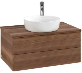 V&B Waschtischunterschrank mit Frontstruktur Antao 80x36x50cm, HL, WBP-farbe w. wal, w. wal