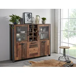 Highboard FORTE "Clif", grau (old wood vintage, beton, optik), Sideboards, Breite 151 cm