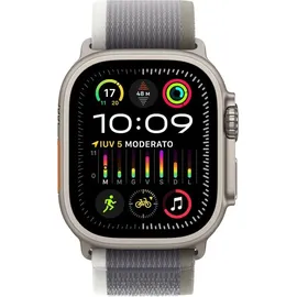 Apple Watch Ultra 2 GPS + Cellular 49 mm Titangehäuse natur, Trail Loop grün/grau S/M