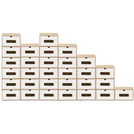 BigDean Schuhaufbewahrung 30 x 30 x 20 cm 30-tlg. Braun/Weiß