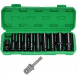 Sexyhot 11tlg Schlagschrauber Nüsse Set 1/2 Zoll,Vielzahn Nuss Satz,Mit Ratschenkasten Klein,Steckschlüsselsatz im Alltag Angewendet, Autoreparaturen, Wechsel Reifen(10-24mm)