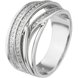 Fingerring JOBO Gr. 54, silber (silber 925, weiß), Fingerringe, Damen, 54, Silber 925 (Sterlingsilber), 925 Silber mit 73 Zirkonia