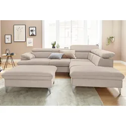 Polsterhocker COTTA "Caluso", beige, B:101cm H:46cm T:65cm, NaturLEDER: Bitte beachten Sie, dass Lederbezüge mehr Nähte aufweisen als Stoffbezüge., Kunstleder SOFTLUX, NaturLEDER (echtes Rindsleder), Microfaser PRIMABELLE (100% Polyester), Hocker