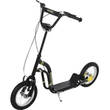 Homcom Kinderroller ab 5 Jahre Scooter Tretroller Cityroller Kinder Roller Kickboard mit Luftreifen 12 Zoll Gummi Aluminium Schwarz 120 x 58 x 85-95 cm