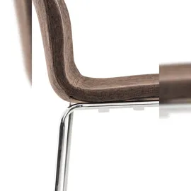 CLP 2er Set Barhocker Hover Stoff 4-Fuß Gestell braun/chrom