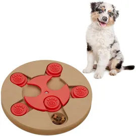 Relaxdays Intelligenzspielzeug für Hunde, Leckerli verstecken, interaktives Hundespielzeug Intelligenz, MDF, natur/rot, 1 Stück