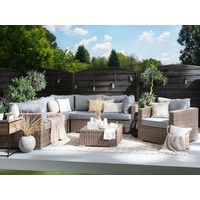 Luxus Rattan Gartenmöbel Lounge Sitzgruppe Sitzgarnitur hellbraun für Terrasse ❤