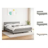 vidaXL Boxspringbett mit Matratze Hellgrau 160x200 cm Stoff