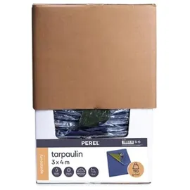 Perel Abdeckplane 3 x 4 m Blau/Khaki