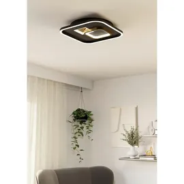 EGLO Deckenleuchte TIRIOLO - L38 x B38 x H6 cm - schwarz, gold Metall Kunststoff, quadratisch,quadratisch, 38x6x38 Lampen Leuchten, Innenbeleuchtung, Deckenleuchten