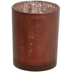 Chic Antique Weihnachtlicher Roter Teelichthalter mit Muster, H12,5/Ø 10 cm, antique cherry