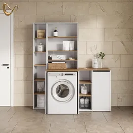 livinity® Waschmaschinenschrank Paolina 66 x 88,2 cm Weiß/Artisan