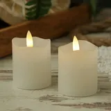 MARELIDA LED Kerzenset Mini Echtwachs flackernd mit Batterien H:7,5cm Timer 2St.