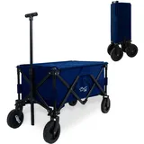 CCLIFE Bollerwagen Faltbar bis 80kg Belastbar Breite All Terrain Reifen Handwagen Klappbar mit Teleskopstange Bremsen Dunkelblau, CushHom