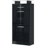 Vladon Loret V2 46 x 104 x 23 cm mit 1 Schublade schwarz matt / schwarz
